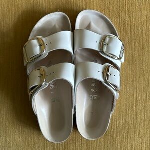 White leather Birkenstock sandals
